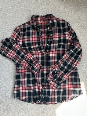 J. McLaughlin Black, Red & White Plaid Button-Down Shirt